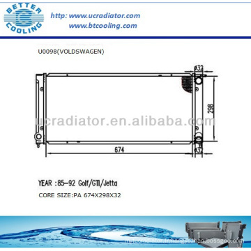 Radiateur automatique pour VOLKSWAGEN GOLF/GTI/JETTA 84-92 1.6/1.8/2.0L MT